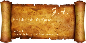 Fridrich Alfonz névjegykártya